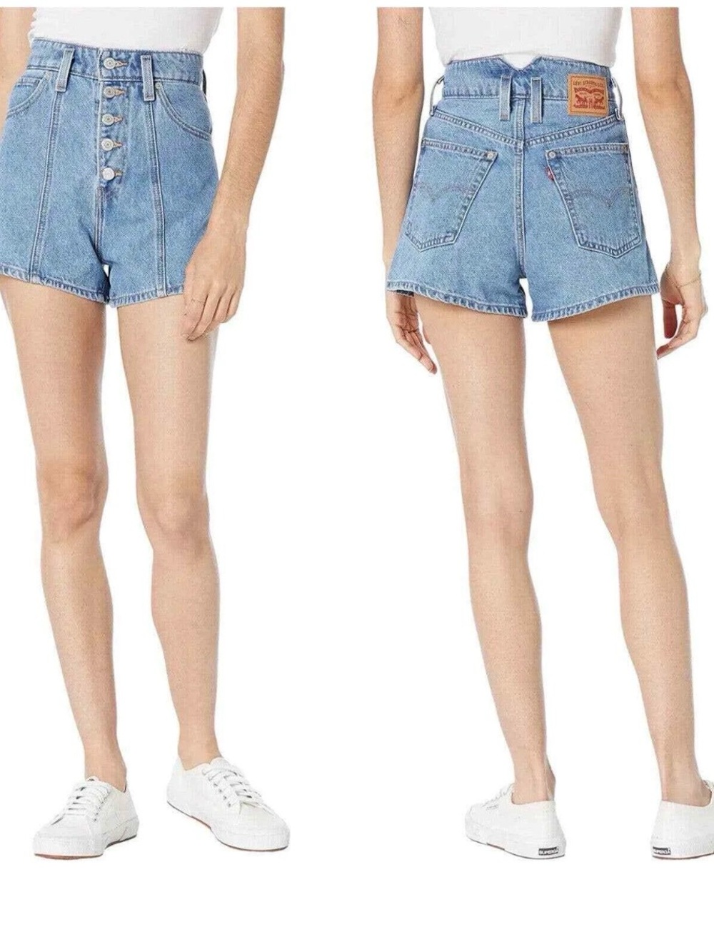Levi’s High Waisted Mom Jean Short Sz 30 Button Fly Medium Wash